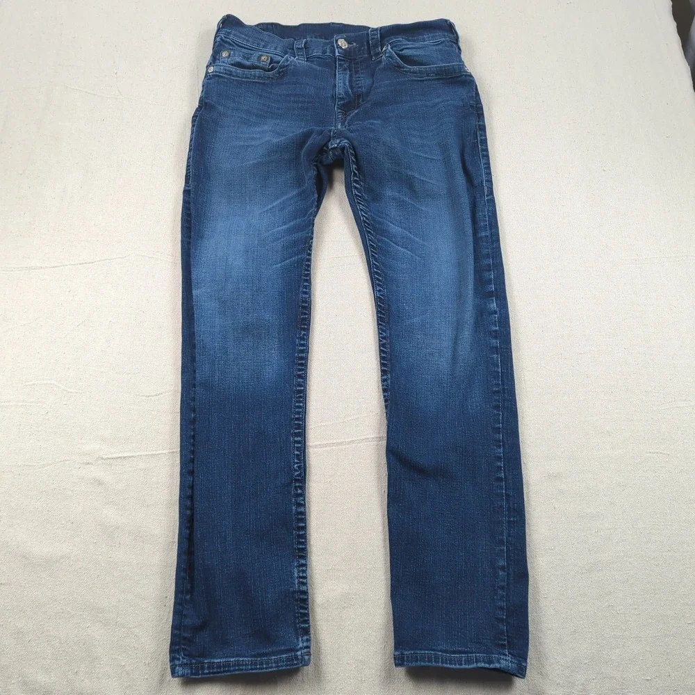 True Religion Jeans Mens 33x31 Blue Rocco Relaxed Skinny Stretch Casual Preppy